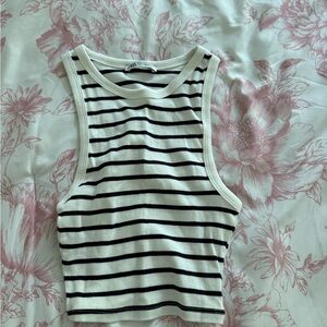 Zara Black and White Striped Tank Top